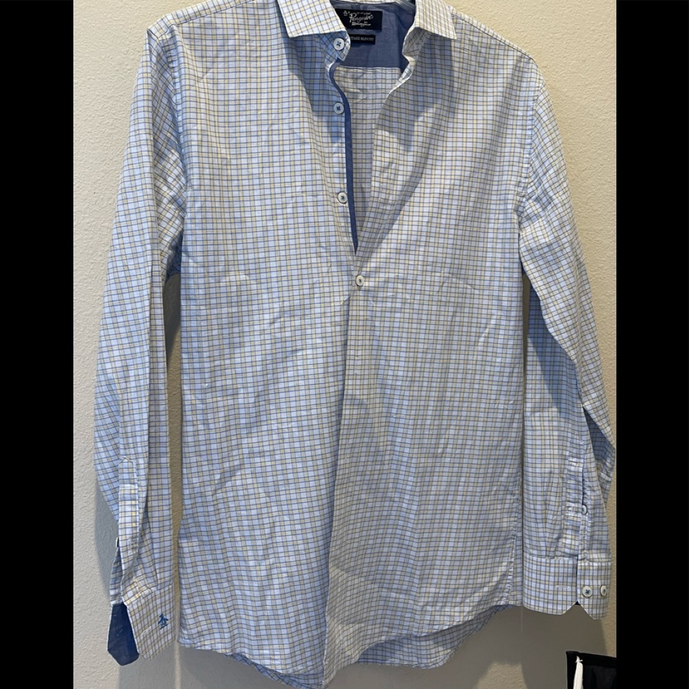 Penguin dress shirt fitted style by Munsingwear size 14 1/2 length 32-33 cotton